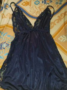 Lace Trimmed Navy Blue lingering