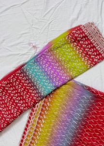 Stunning Ombre Embroidered Top Material Amd Dupatt