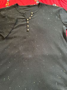 Sparkly Black Ribbed Top
