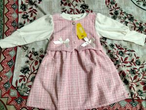 Cute Pink Dress with Long Sleeves