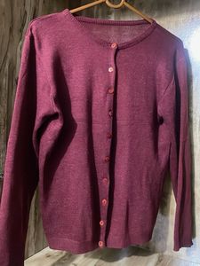 Burgundy Button-Down Cardigan