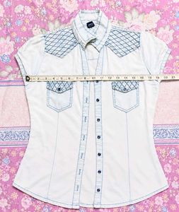 Denim Short Sleeve Top