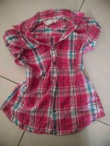 70s vintage coquette Pink Plaid shirt