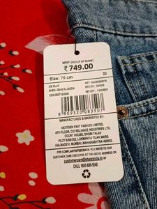 shein blue denim jeans new with tag
