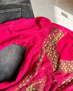 Pink Embellished Ethnic Kurta