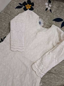 Elegant White Chikankari Maxi Dress