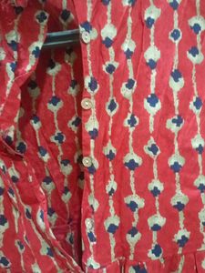 vishudh Red Ethnic Printed Kurta