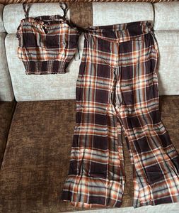 Nuon Brown Plaid Co-ord Set