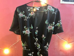 H&M Long Dress Slit Detail Floral