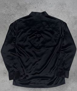 Black Silk Button-Down Shirt