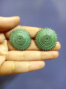 Oxidized Pista Green Earrings