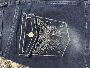 Y2k Classic Blue Denim Mini Skirt with embroidery