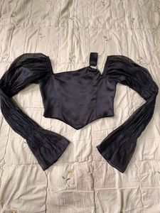 Asymmetrical Sleeve Corset Top