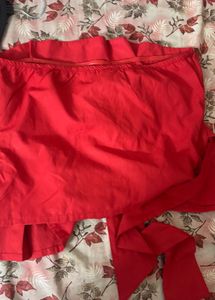 Red Off-Shoulder Tie-Up Top