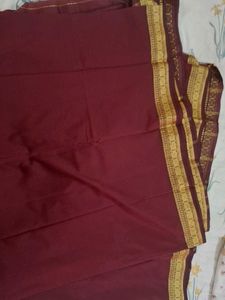 Elegant Maroon Saree with Gold Border