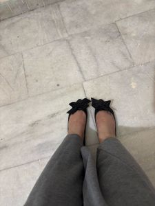 Ginger Black Bow Embellished Flats