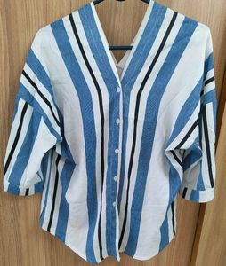Striped Button-Down Top
