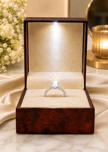 Brown ring box with led light