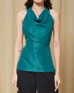 Shein Sleeveless Halter Cowl Neck Backless Tie-Up