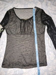 Sheer Striped Long Sleeve Top
