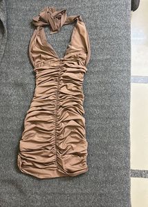 Ruched Halter Neck Bodycon Mini Dress