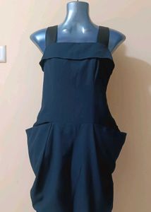 Stylish Navy Blue Dress with Pockets