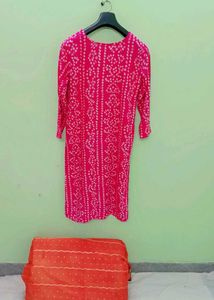 Vibrant Pink Bandhani Print Kurta