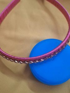 Silk thread pink stone studded hair band