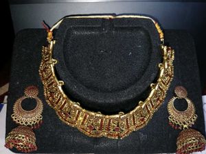 Premium Gold Plated Choker Necklace & jhumka
