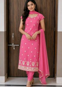 Pink Embroidered Kurta