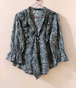Stylish Printed Ruffle Top