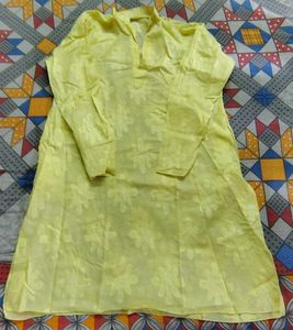 Charming Yellow Kurta with Floral Embroidery