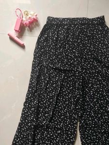 Black Dotted Wide Leg Palazzo Pants