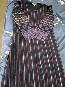Stylish Striped Kurta with Pom-Pom Trim