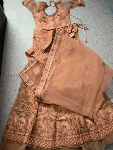 Peach Embroidered Lehenga Choli