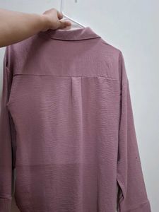 Chic Mauve Textured Button-Up Shirt