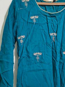 Teal Embroidered Kurta