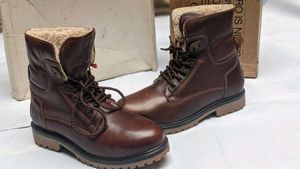 Men's Brown Leather Lace-Up Boots