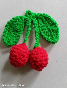 crochet cherry keychain