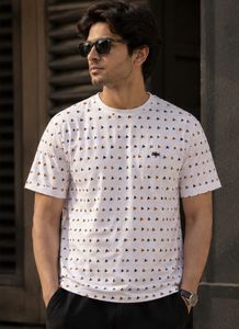 Lacoste White Triangle Print T-Shirt