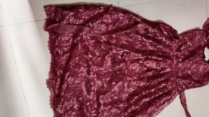 Elegant Burgundy Lace Gown