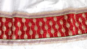 White Ethnic Skirt with Red Border lehnga