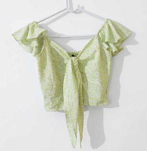 Cute Floral Tie-Front Top