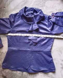 Stylish purple Ruffle Neck Top