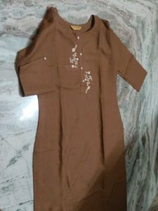 Embroidered Brown Kurta
