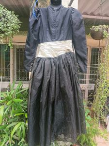 Vintage Couture Black &amp; Silver A line Gown
