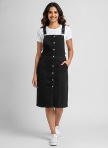 Black Denim Pinafore Dress