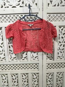 🌸 Imported Coral Crocheted Bolero Shrug I