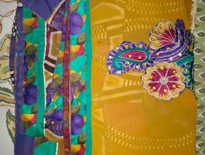 Yellow Net Saree with Embellishments
