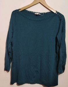 Sea Green Have Lace Neck & Sleeves